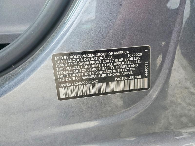 Продаж на аукціоні авто 2021 Volkswagen Passat, vin: 1VWSA7A34MC001242, номер лоту: 48294276