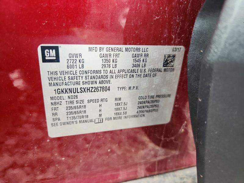 Продаж на аукціоні авто 2017 Gmc Acadia, vin: 1GKKNULSXHZ267804, номер лоту: 47500986