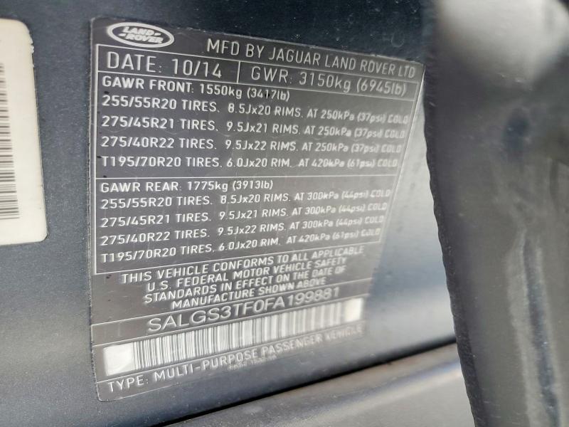 Aukcja sprzedaży 2015 Land Rover Range Rover, vin: SALGS3TF0FA199881, numer aukcji: 46886356