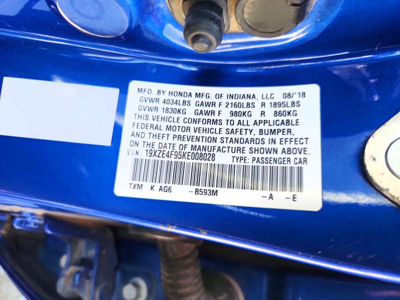 Aukcja sprzedaży 2019 Honda Insight, vin: 19XZE4F95KE008028, numer aukcji: 47574556