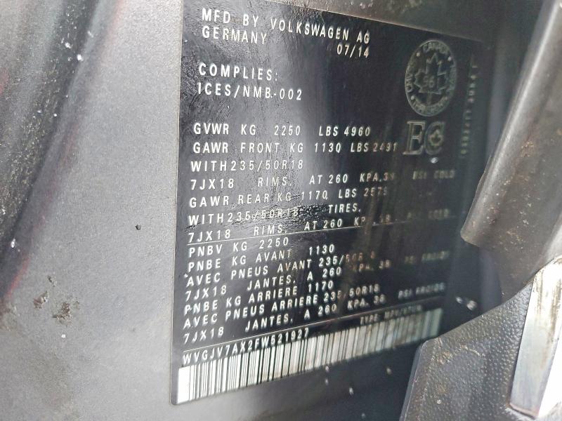 Aukcja sprzedaży 2015 Volkswagen Tiguan, vin: WVGJV7AX2FW521927, numer aukcji: 78748695