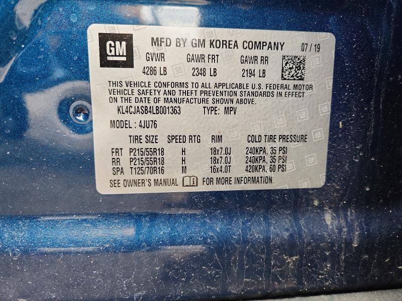 46262776 :رقم المزاد ، KL4CJASB4LB001363 vin ، 2020 Buick Encore مزاد بيع