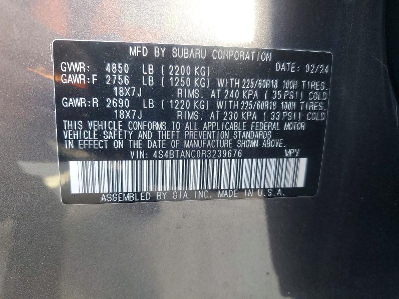 Продажа на аукционе авто 2024 Subaru Outback, vin: 4S4BTANC0R3239676, номер лота: 46952416