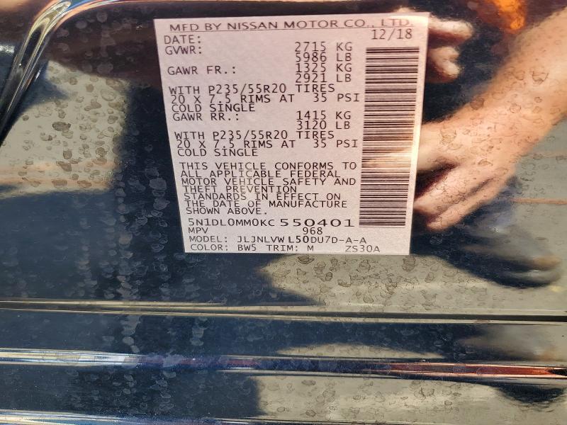 48083476 :رقم المزاد ، 5N1DL0MM0KC550401 vin ، 2019 Infiniti Qx60 مزاد بيع