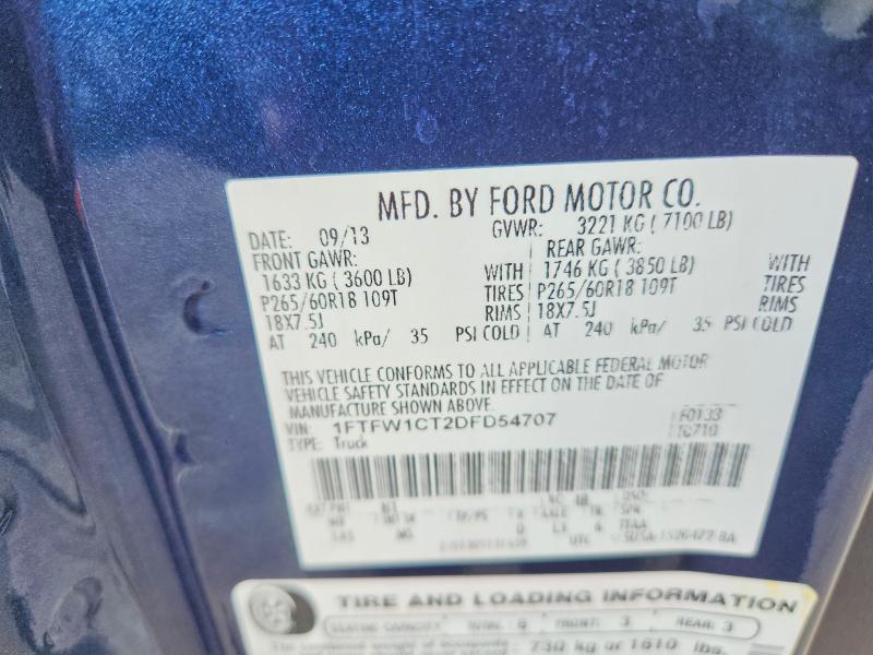 Продаж на аукціоні авто 2013 Ford F150, vin: 1FTFW1CT2DFD54707, номер лоту: 48392146
