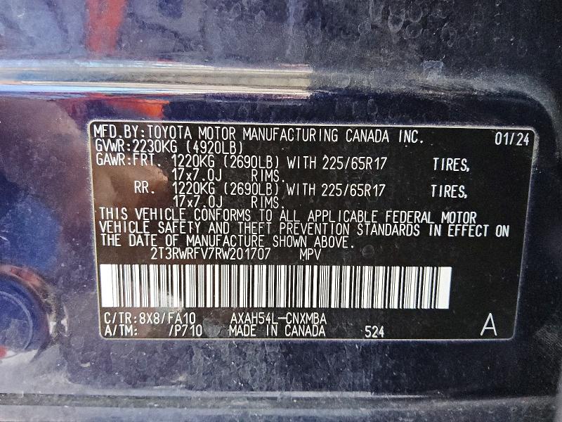 2024 Toyota Rav4 Hybrid მანქანა იყიდება აუქციონზე, vin: 2T3RWRFV7RW201707, აუქციონის ნომერი: 46838066
