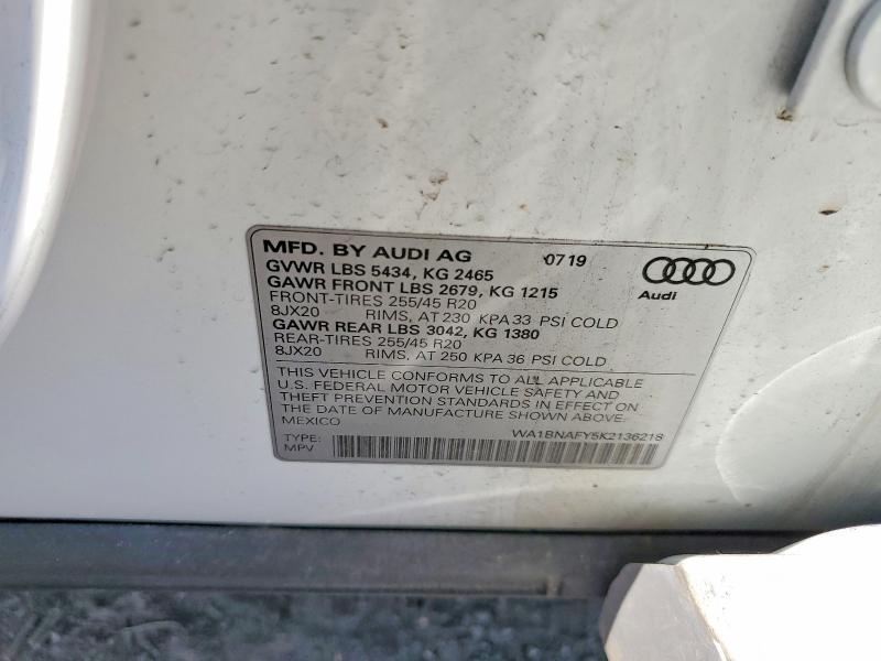 Aukcja sprzedaży 2019 Audi Q5, vin: WA1BNAFY5K2136218, numer aukcji: 47792676