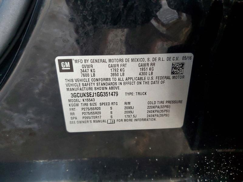 Продаж на аукціоні авто 2016 Chevrolet Silverado, vin: 3GCUKSEJ1GG351479, номер лоту: 41625006