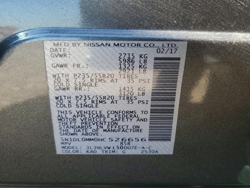 Продажа на аукционе авто 2017 Infiniti Qx60, vin: 5N1DL0MM0HC526656, номер лота: 46343736
