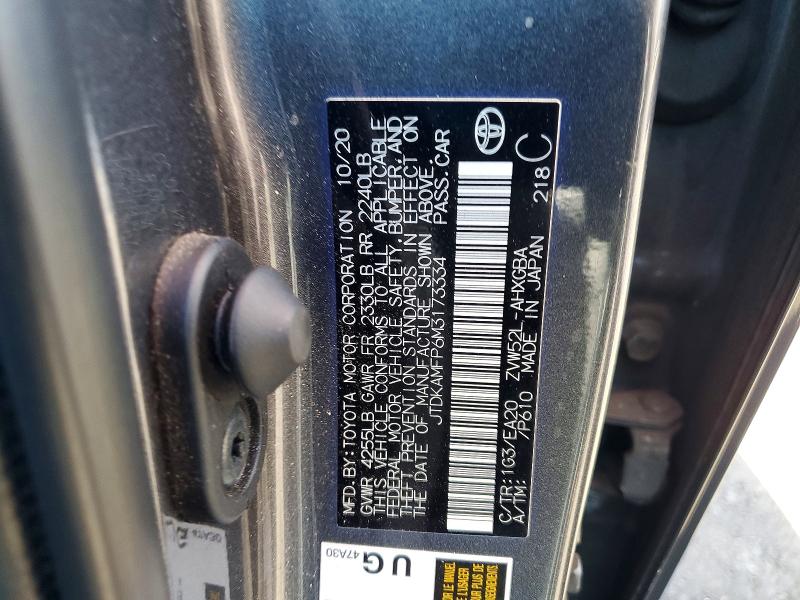 46165926 :رقم المزاد ، JTDKAMFP6M3173334 vin ، 2021 Toyota Prius Prime مزاد بيع