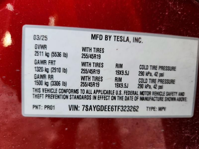 Продажа на аукционе авто 2026 Tesla Model Y, vin: 7SAYGDEE6TF323262, номер лота: 47267686