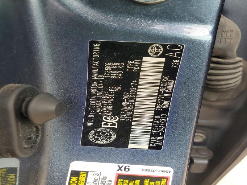 47699066 :رقم المزاد ، 2T1BURHE8JC103174 vin ، 2018 Toyota Corolla مزاد بيع