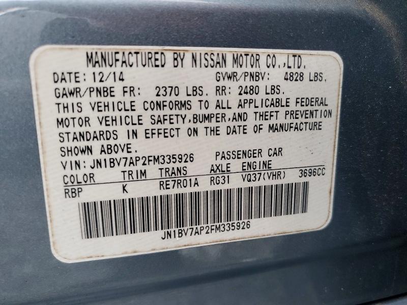Продаж на аукціоні авто 2015 Infiniti Q50, vin: JN1BV7AP2FM335926, номер лоту: 79681905