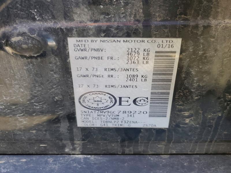79509175 :رقم المزاد ، 5N1AT2MV9GC789220 vin ، 2016 Nissan Rogue مزاد بيع