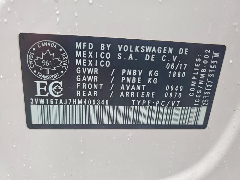 Aukcja sprzedaży 2017 Volkswagen Jetta, vin: 3VW167AJ7HM409346, numer aukcji: 77354665