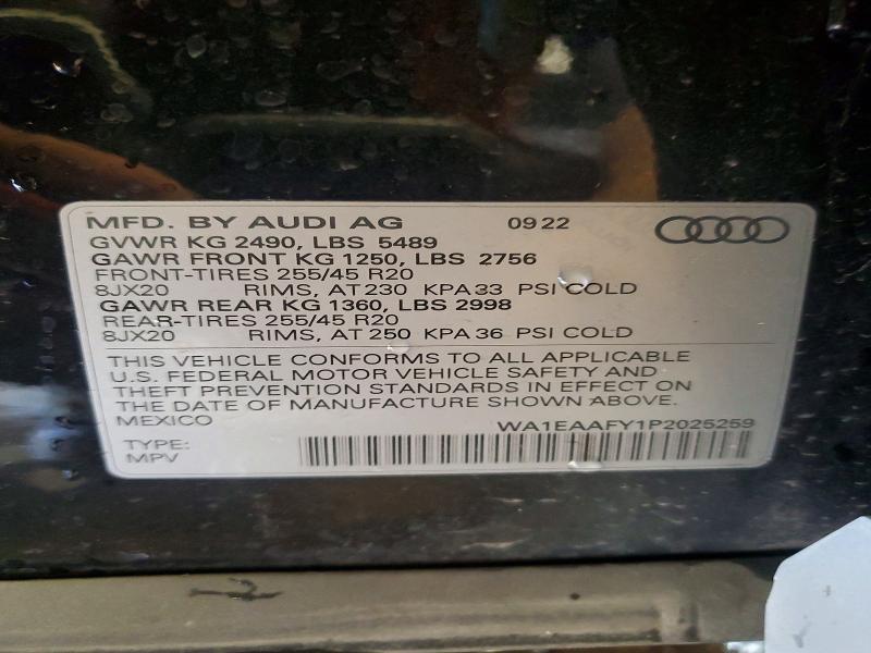 Продаж на аукціоні авто 2023 Audi Q5, vin: WA1EAAFY1P2025259, номер лоту: 45592316