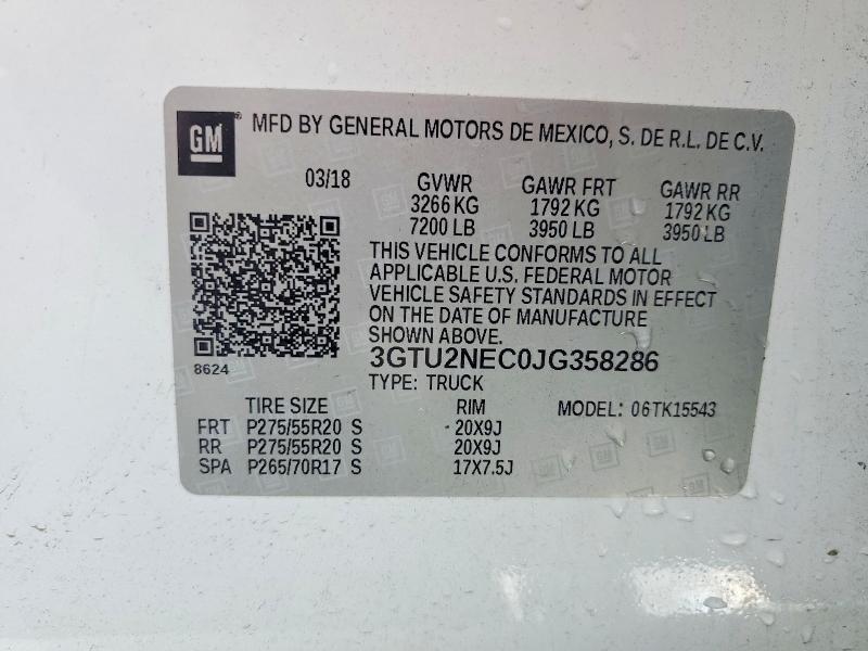 Aukcja sprzedaży 2018 Gmc Sierra, vin: 3GTU2NEC0JG358286, numer aukcji: 47456456