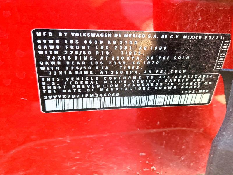 Aukcja sprzedaży 2023 Volkswagen Taos, vin: 3VVYX7B21PM346069, numer aukcji: 46816776