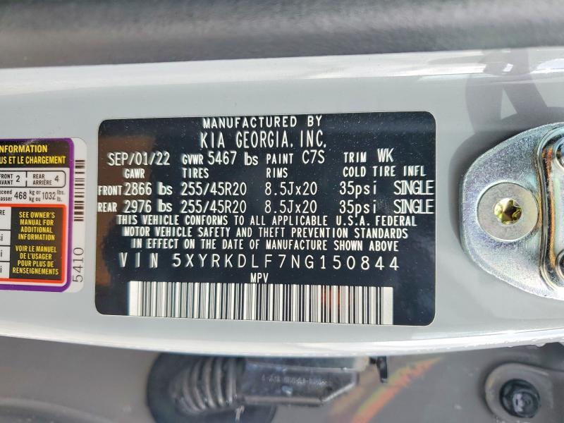 Aukcja sprzedaży 2022 Kia Sorento, vin: 5XYRKDLF7NG150844, numer aukcji: 77912915