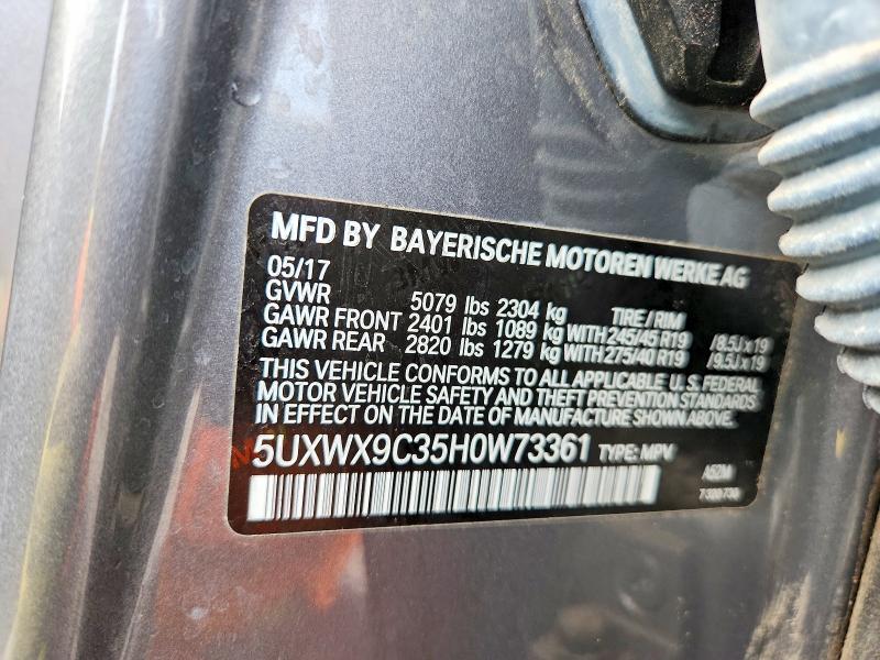 Продаж на аукціоні авто 2017 Bmw X3, vin: 5UXWX9C35H0W73361, номер лоту: 48323556