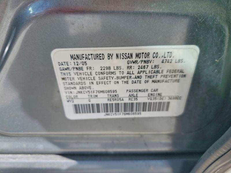 Продаж на аукціоні авто 2006 Infiniti G35, vin: JNKCV51F76M608595, номер лоту: 46770796