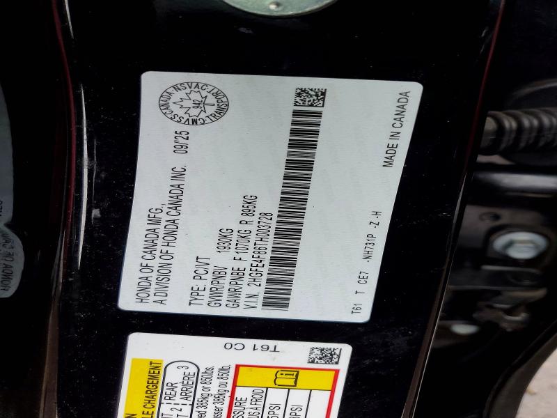 Aukcja sprzedaży 2026 Honda Civic, vin: 2HGFE4F86TH003728, numer aukcji: 79963935