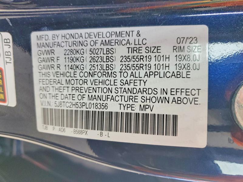 79610525 :رقم المزاد ، 5J8TC2H53PL018356 vin ، 2023 Acura Rdx مزاد بيع