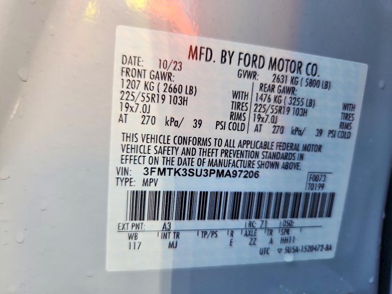 2023 Ford Mustang Mach-e მანქანა იყიდება აუქციონზე, vin: 3FMTK3SU3PMA97206, აუქციონის ნომერი: 47806596