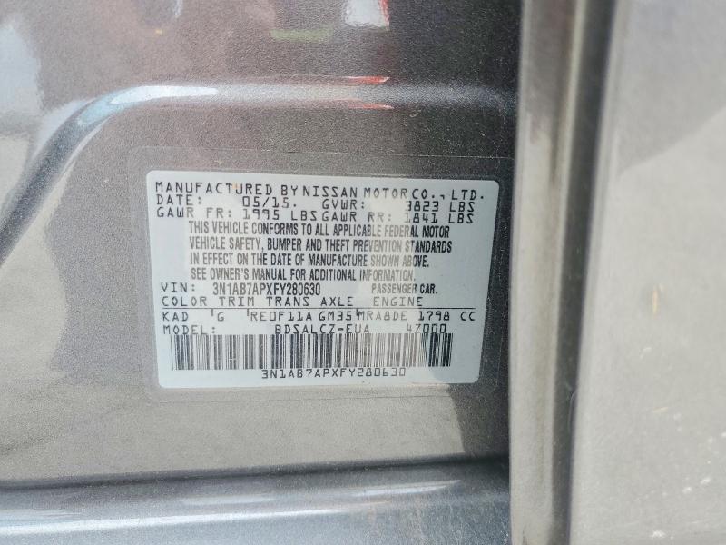 Продажа на аукционе авто 2015 Nissan Sentra, vin: 3N1AB7APXFY280630, номер лота: 47580326