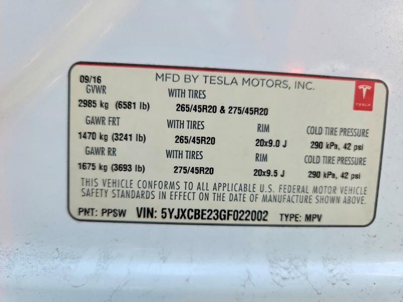 Продаж на аукціоні авто 2016 Tesla Model X, vin: 5YJXCBE23GF022002, номер лоту: 79352955