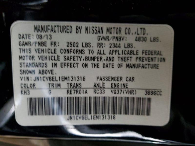 2014 Infiniti Q60 Coupe მანქანა იყიდება აუქციონზე, vin: JN1CV6EL1EM131316, აუქციონის ნომერი: 47444316