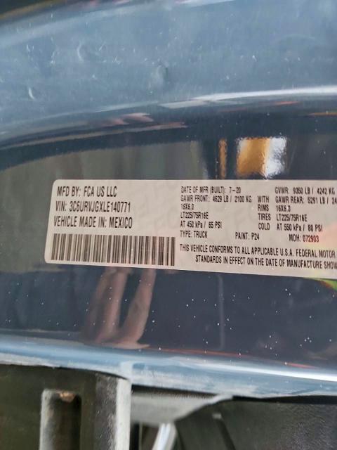 Aukcja sprzedaży 2020 Ram Promaster 3500, vin: 3C6URVJGXLE140771, numer aukcji: 95883565