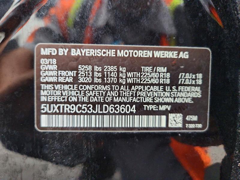 Продажа на аукционе авто 2018 Bmw X3, vin: 5UXTR9C53JLD63604, номер лота: 41760566
