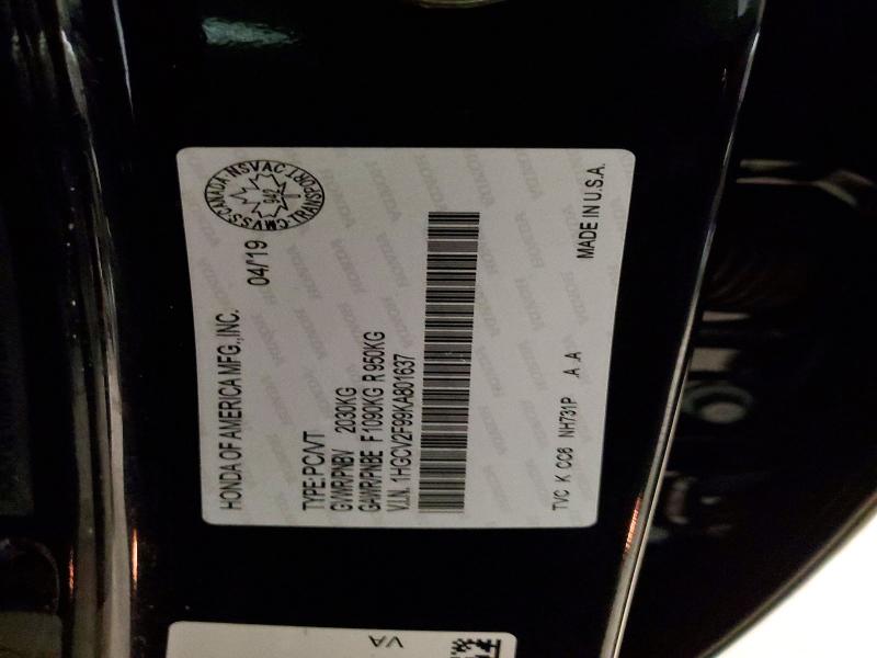 Продаж на аукціоні авто 2019 Honda Accord, vin: 1HGCV2F99KA801637, номер лоту: 45601186