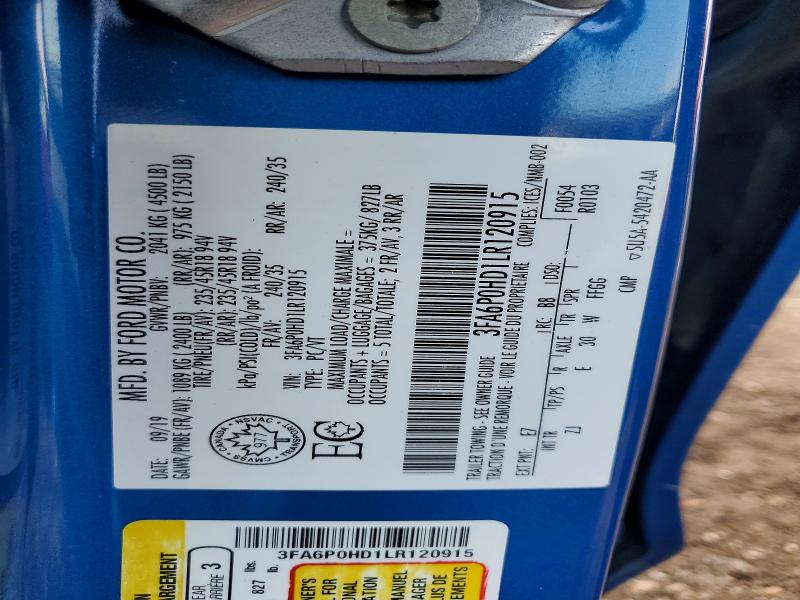 Продажа на аукционе авто 2020 Ford Fusion, vin: 3FA6P0HD1LR120915, номер лота: 79820245