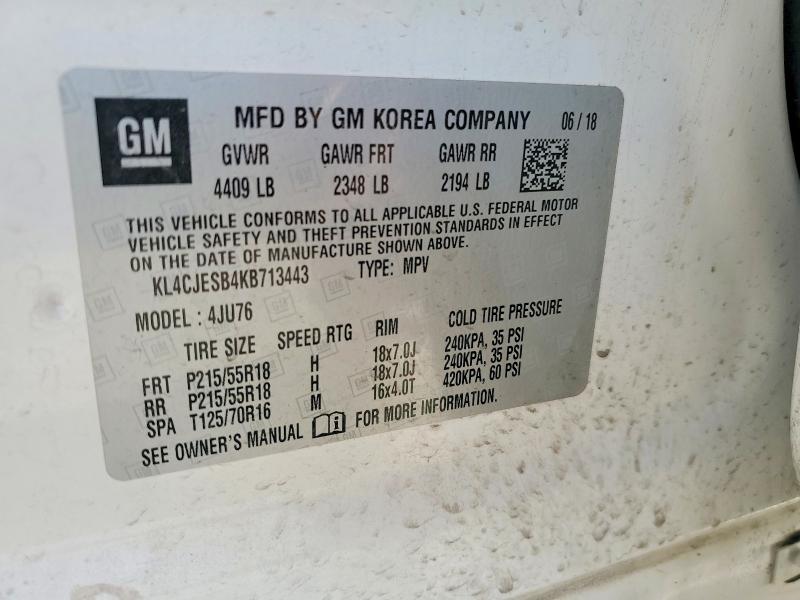 45497236 :رقم المزاد ، KL4CJESB4KB713443 vin ، 2019 Buick Encore مزاد بيع