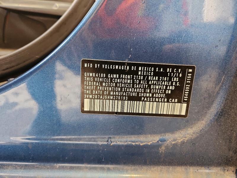 Aukcja sprzedaży 2017 Volkswagen Jetta, vin: 3VW2B7AJ5HM275193, numer aukcji: 46580816