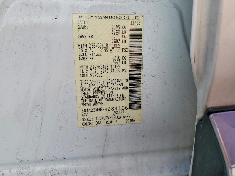 Aukcja sprzedaży 2015 Nissan Murano, vin: 5N1AZ2MH8FN284166, numer aukcji: 41942316