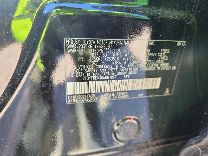 46087216 :رقم المزاد ، 2T3YFREVXDW061867 vin ، 2013 Toyota Rav4 مزاد بيع