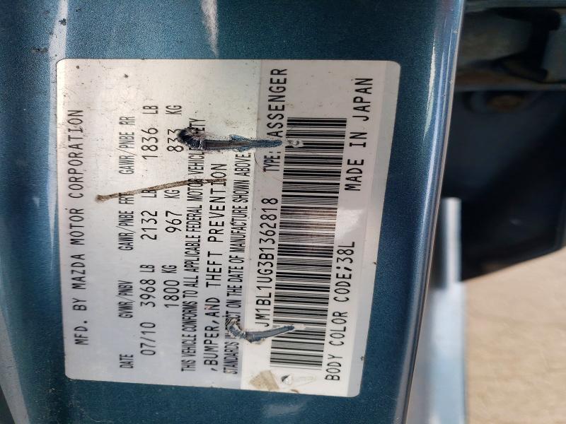 41615106 :رقم المزاد ، JM1BL1UG3B1362818 vin ، 2011 Mazda 3 مزاد بيع