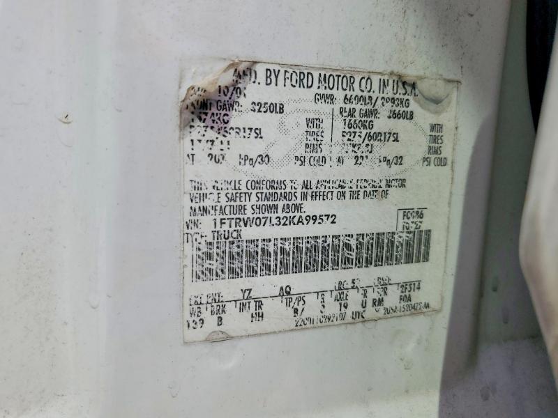 2002 Ford F150 მანქანა იყიდება აუქციონზე, vin: 1FTRW07L32KA99572, აუქციონის ნომერი: 47356286