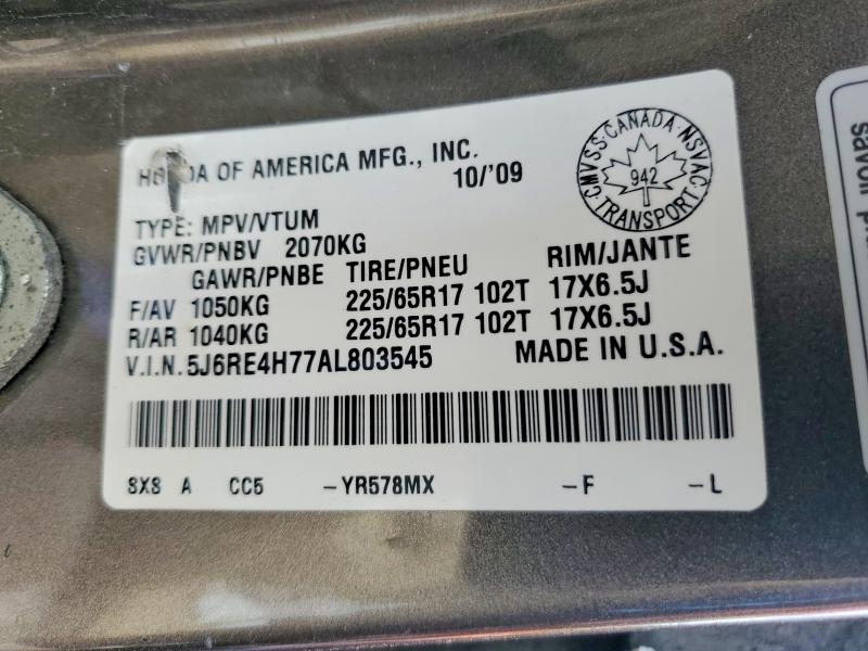 Продаж на аукціоні авто 2010 Honda Cr-v, vin: 5J6RE4H77AL803545, номер лоту: 45536816