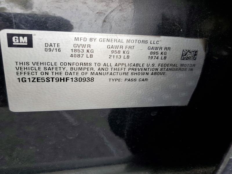 46513526 :رقم المزاد ، 1G1ZE5ST9HF130938 vin ، 2017 Chevrolet Malibu مزاد بيع