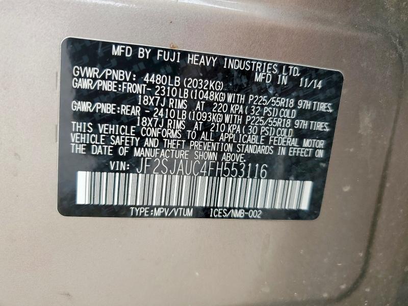Aukcja sprzedaży 2015 Subaru Forester, vin: JF2SJAUC4FH553116, numer aukcji: 48327186