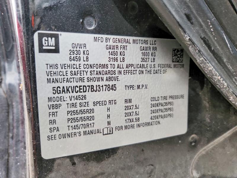 2011 Buick Enclave მანქანა იყიდება აუქციონზე, vin: 5GAKVCED7BJ317845, აუქციონის ნომერი: 79592445