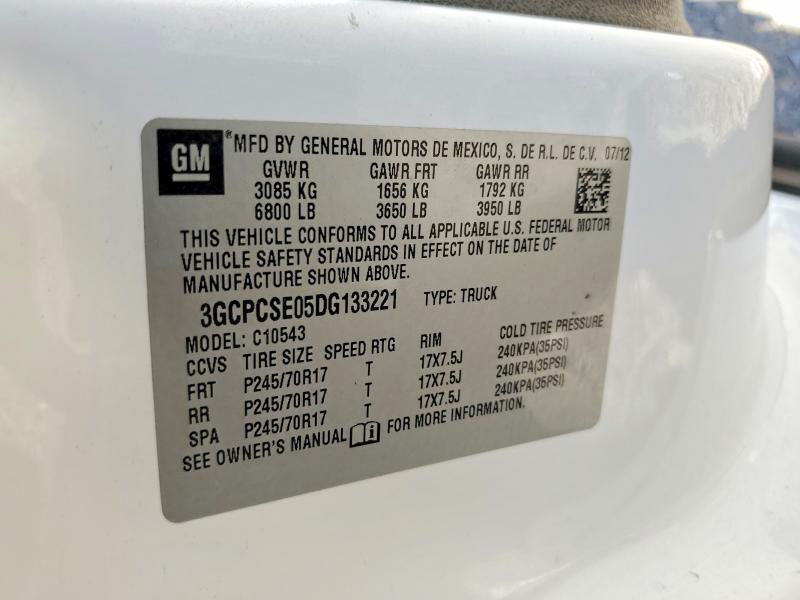 46696966 :رقم المزاد ، 3GCPCSE05DG133221 vin ، 2013 Chevrolet Silverado مزاد بيع