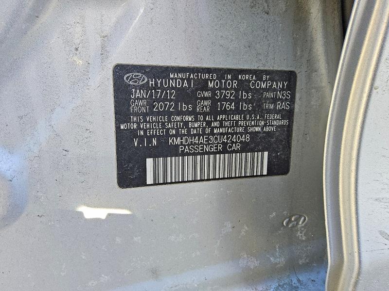 Aukcja sprzedaży 2012 Hyundai Elantra, vin: KMHDH4AE3CU424048, numer aukcji: 79471575