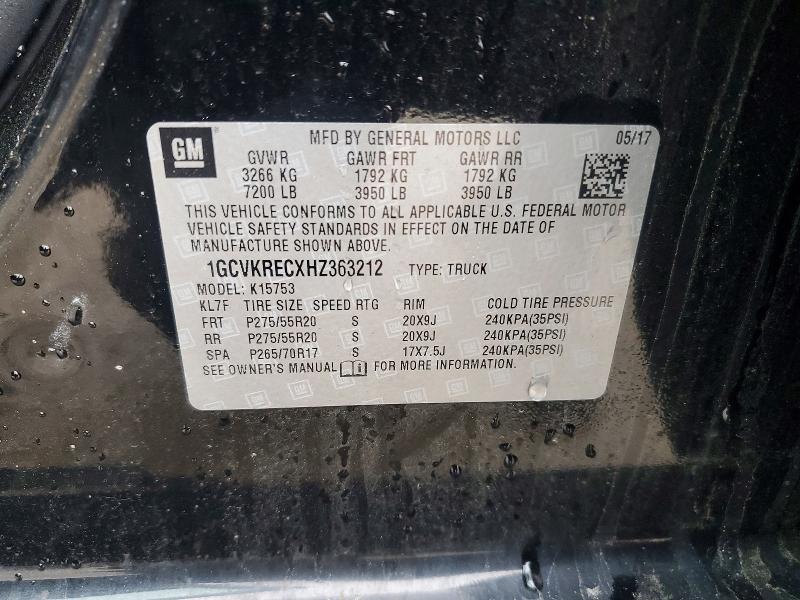 79762425 :رقم المزاد ، 1GCVKRECXHZ363212 vin ، 2017 Chevrolet Silverado مزاد بيع