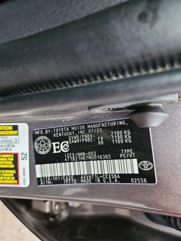 Продажа на аукционе авто 2021 Toyota Camry, vin: 4T1B21HK7MU016365, номер лота: 45731816