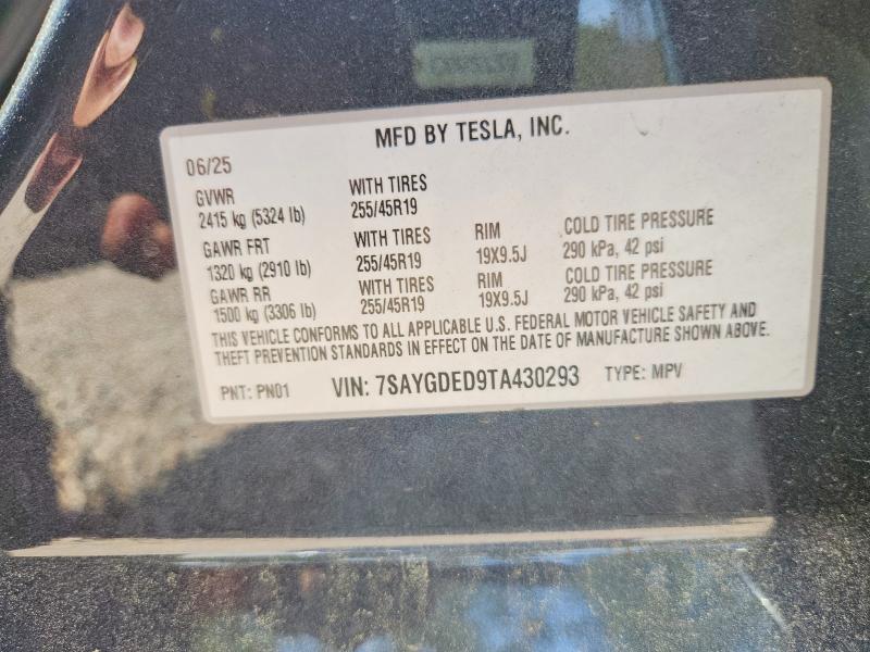 Продаж на аукціоні авто 2026 Tesla Model Y, vin: 7SAYGDED9TA430293, номер лоту: 47219276
